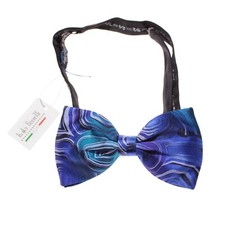 Italo Ferretti NWT Bow Tie Adjustable Size in Blue/Aqua/Purple 100 Silk