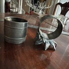 Antique Victorian Silverplate Napkin Rings Figural Pair