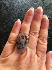 Artisan Southwest Peruvian Pink Opal Strawberry Oval Ring Droplet Bezel Size 7