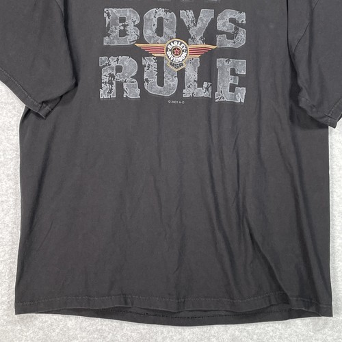Vintage Harley Davidson Shirt XL Black Fat Boys Rule USA Biker Minnesota Y2K - Picture 3 of 9