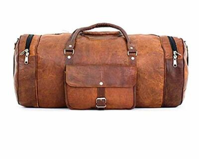 Herren Echtes Leder Rund Retro Vintage Duffel Reise- & Gymtasche
