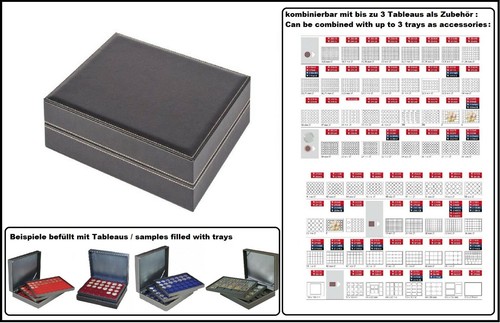 LINDNER Coffret numismatique bois massif pour 100 étuis numismatiques 50x50 mm/capsules CARRÉE