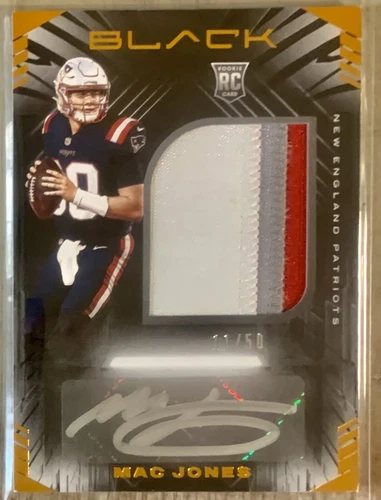 2021 Panini Black Copper MAC JONES RPA 3-COLOR ROOKIE PATCH AUTO RC /50 RPA PSA