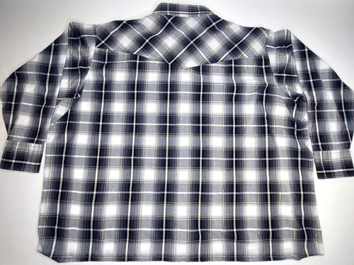 Camicia a scatto Ely Cattleman LS da uomo 4XL bianco e nero western a quadri - Foto 5 di 7