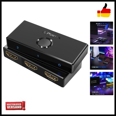 HDMI Switch Splitter 4K 60Hz, Bi-Directional HDMI 1 in 2 Out, HDMI 2.0 Switch...
