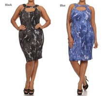 JUNIORS MISSES PLUS SIZE DISTRESSED DENIM PRINT SHEATH DRESS  XL 2XL 3XL