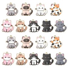 45pcs Cat Charms Alloy Enamel Cat Pendants Metal Kitty Charm for Jewelry Making