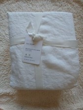 pottery barn belgian flax linen queen/full duvet original 279 white new