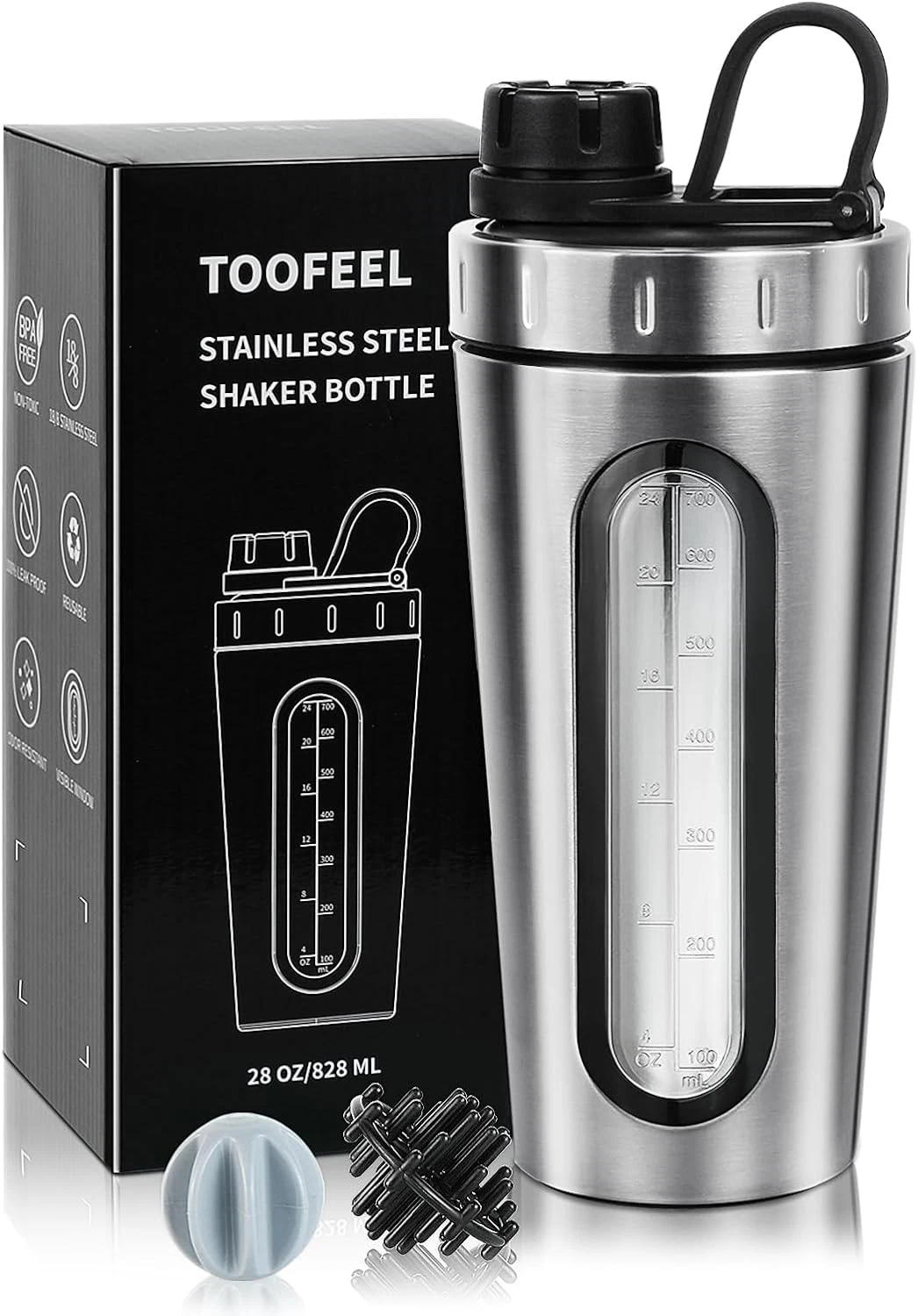 Shaker Bottles for Protein Mixes 28 Oz Stainless Steel Protein Shaker with 2 Mix
Opens in a new wind