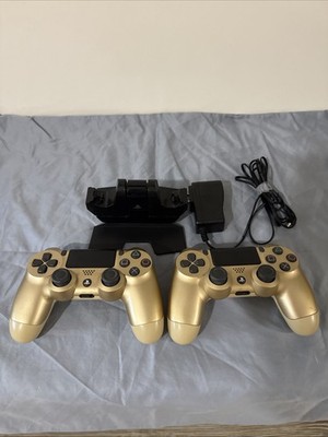 Sony PlayStation 4 DualShock Wireless Controllers Gold Tested Works W/ Charger