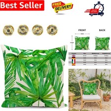 Image of Green Outdoor Cushion Cover Waterproof Tropical Palm Leaves Plant Double Side...