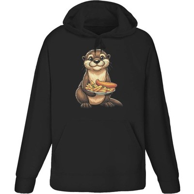 Hoodie/Kapuzenpullover ''Süßer Otter mit Fish & Chips'' für Erwachsene (HO062831)