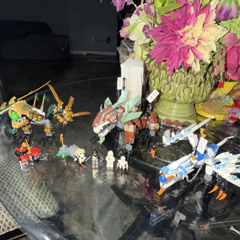 LEGO NINJAGO Minifigure Lot with Assembled Dragon Builds, Plastic, Age 6+