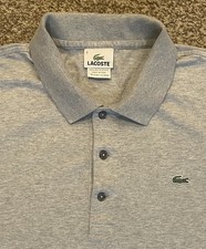 Lacoste Men s Gray Polo Shirt Size 6 XL Croc Logo Short Sleeve Shirt Preppy
