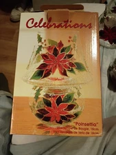 Celebrations Poinsettia 7” Mini Candle Lamp in Original Box