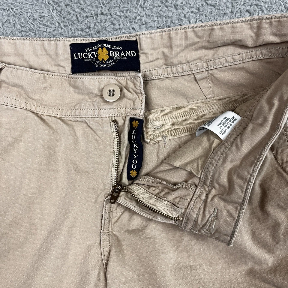 Брюки-капри женские Lucky Brand 32x22,5 выцветшие желтовато-коричневые укороченные с вышивкой цветочный рипстоп - Изображение 3 из 4