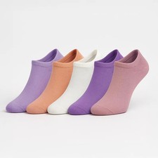 Women's Pastel Ankle Socks 5-Pack: Soft Cotton Blend Low-Cut Socks