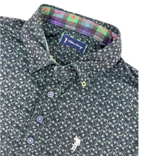 William Murray Shirt Golf Polo Small Mens Martini Print Short Sleeve Green