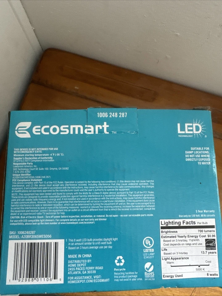 EcoSmart 65-Watt Equivalent BR30 Dimmable LED Light Bulb Bright White (6-Pack) - Image 2 of 4