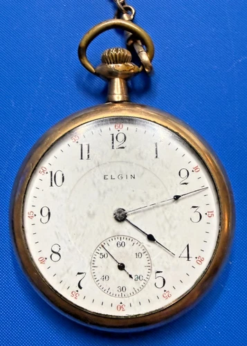 Antique 1911 Elgin Pocket Watch - Grade 387,  Model 7,  16s,  17 Jewels, Running