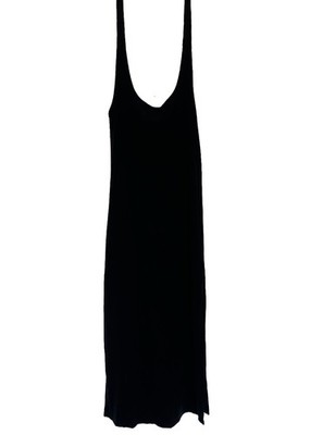 Women's TAVIK Black Knit Stretch Slip Dress Scoop Neck Sleeveless Midi - Medium