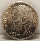 USA, 1964 Roosevelt Dime, KM195, silver, .0723oz, VF, spots, NR, 8-9