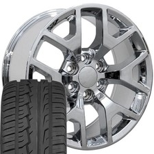 5656 Chrome 22x9 Wheels 28545 Tires Set Fit Sierra Silverado Tahoe
