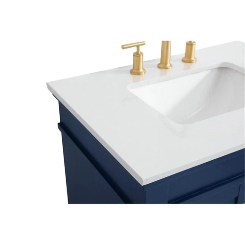 Elegant Decor Lexington 30" Traditional Wood Bathroom Vanity in Blue/Gold - Picture 10 of 16