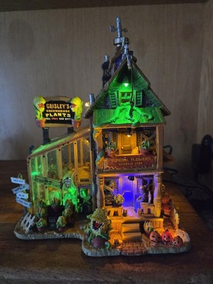 Lemax Spooky Town Grisley's Greenhouse W/Weathervane SOUND/LIGHTS Work READ!!!