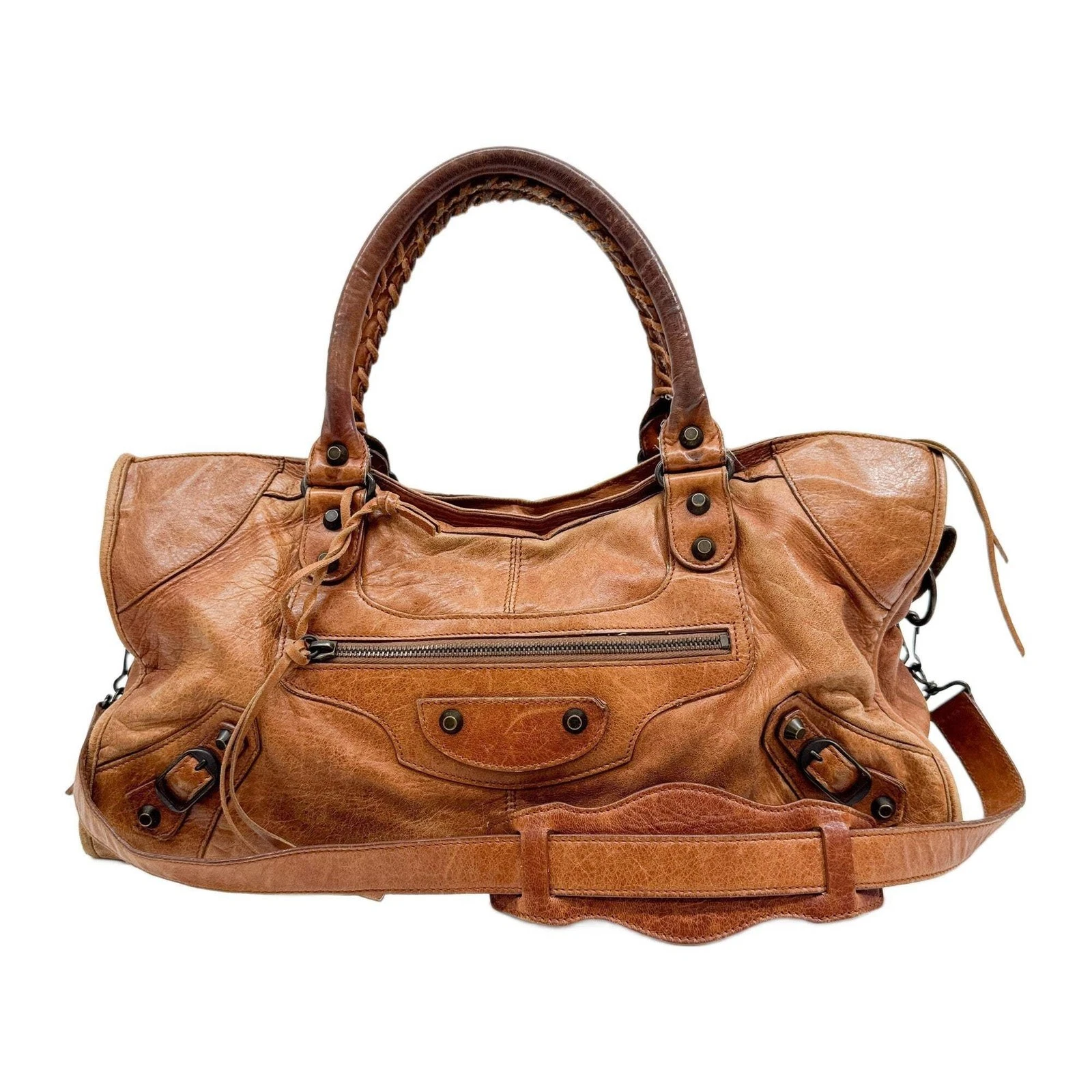 Balenciaga — BALENCIAGA Part Time BrownLeather Two Way Bag