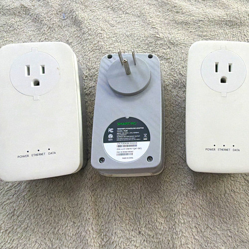SMARTRG Lot of 3 Powerline Smart Plug Adapters w/ Ethernet Port 100-240V