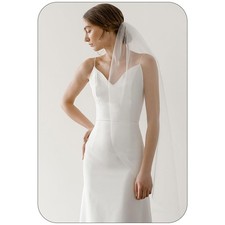 Fingertip Wedding Veils White 1 Tier Bridal Veil For Brides Women Tulle