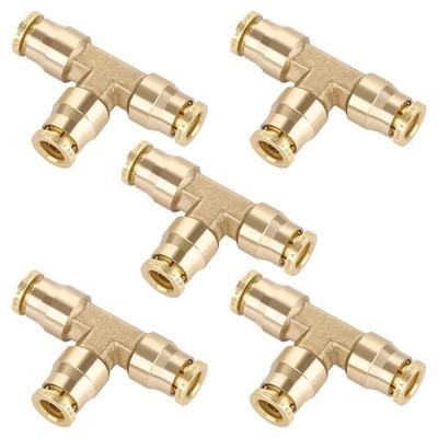 1/4'' Quick Push to Connect Fittings Brass Union Tee Shaped Joint DOT Approved...
