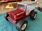 VTG  1970s Red Tonka Jeep Dune Buggy & White Top, Metal Frame Complete W/Chains