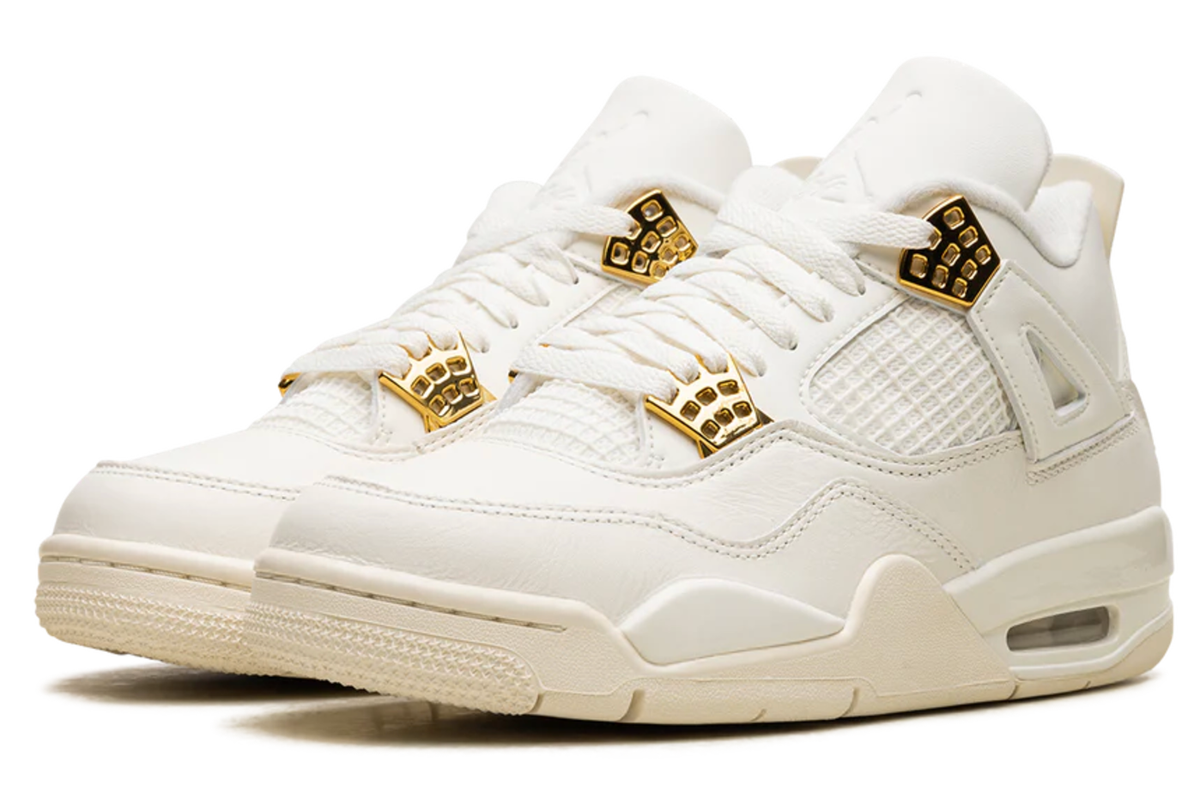 NEW Nike Air Jordan 4 Retro Metallic Gold White AQ9129-170 Women's