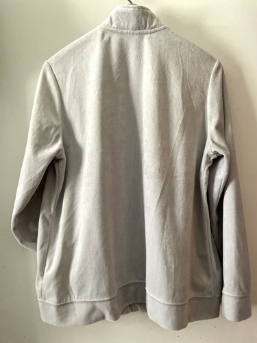 Blair Womens Size Medium Lightweight Zip Up Collared Jacket Light Gray Velour - Picture 4 of 10