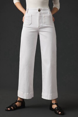 New Maeve x Anthropologie COLETTE 29 / 8 Med White Crop Wide-Leg