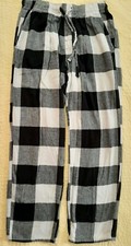 Old Navy Ladies Pajama Pants Sz S Black Plaid Elastic Waist Draw String