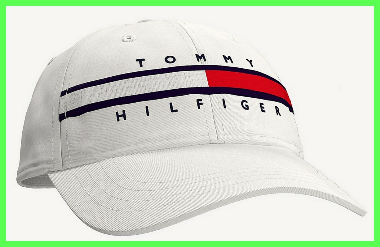 Tommy Hilfiger Logo BaseBall Cap Ball Hat Military NWT One Size ESSENTIAL  white