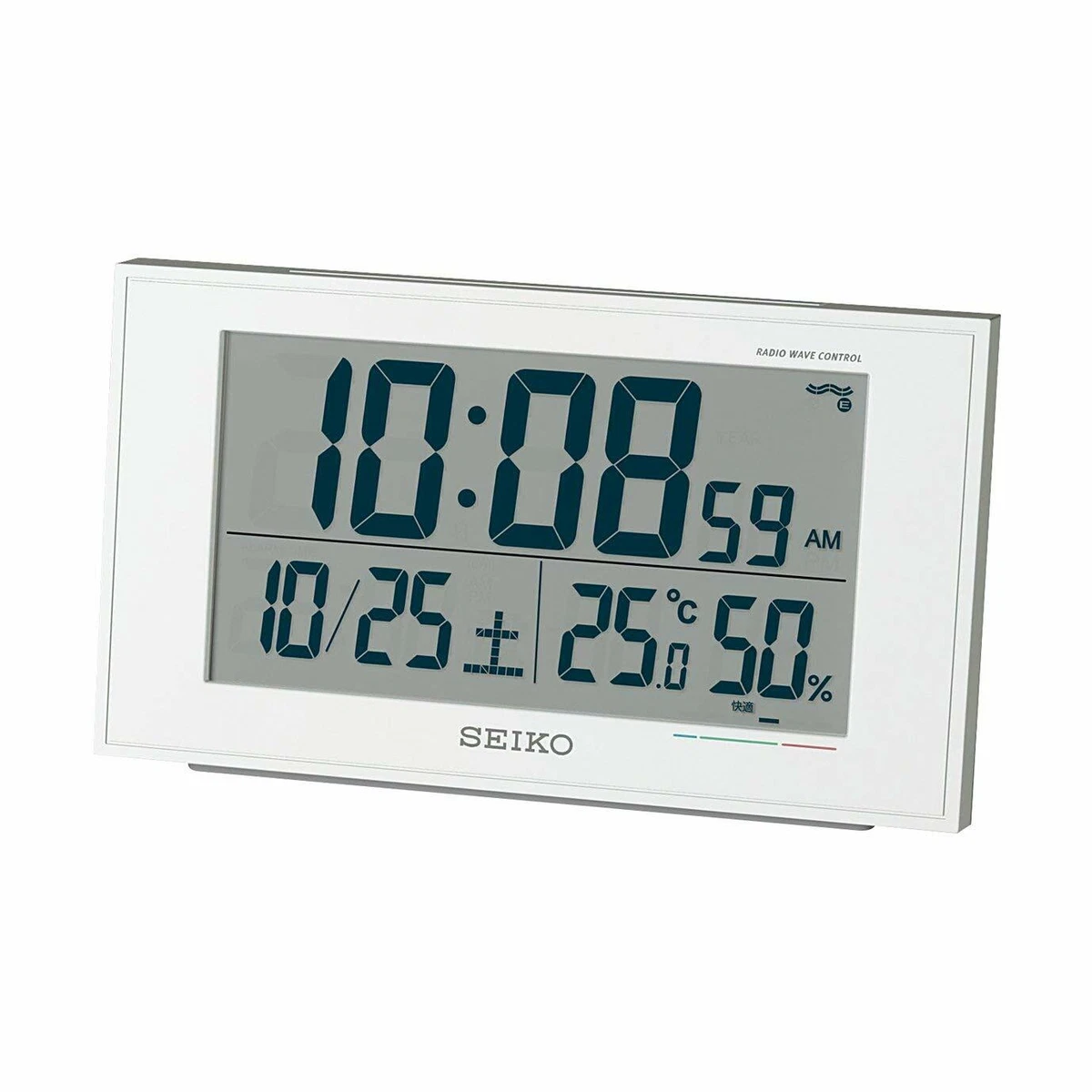 Seiko Alarm Clock w Thermometer Temperature BC402W White Digital