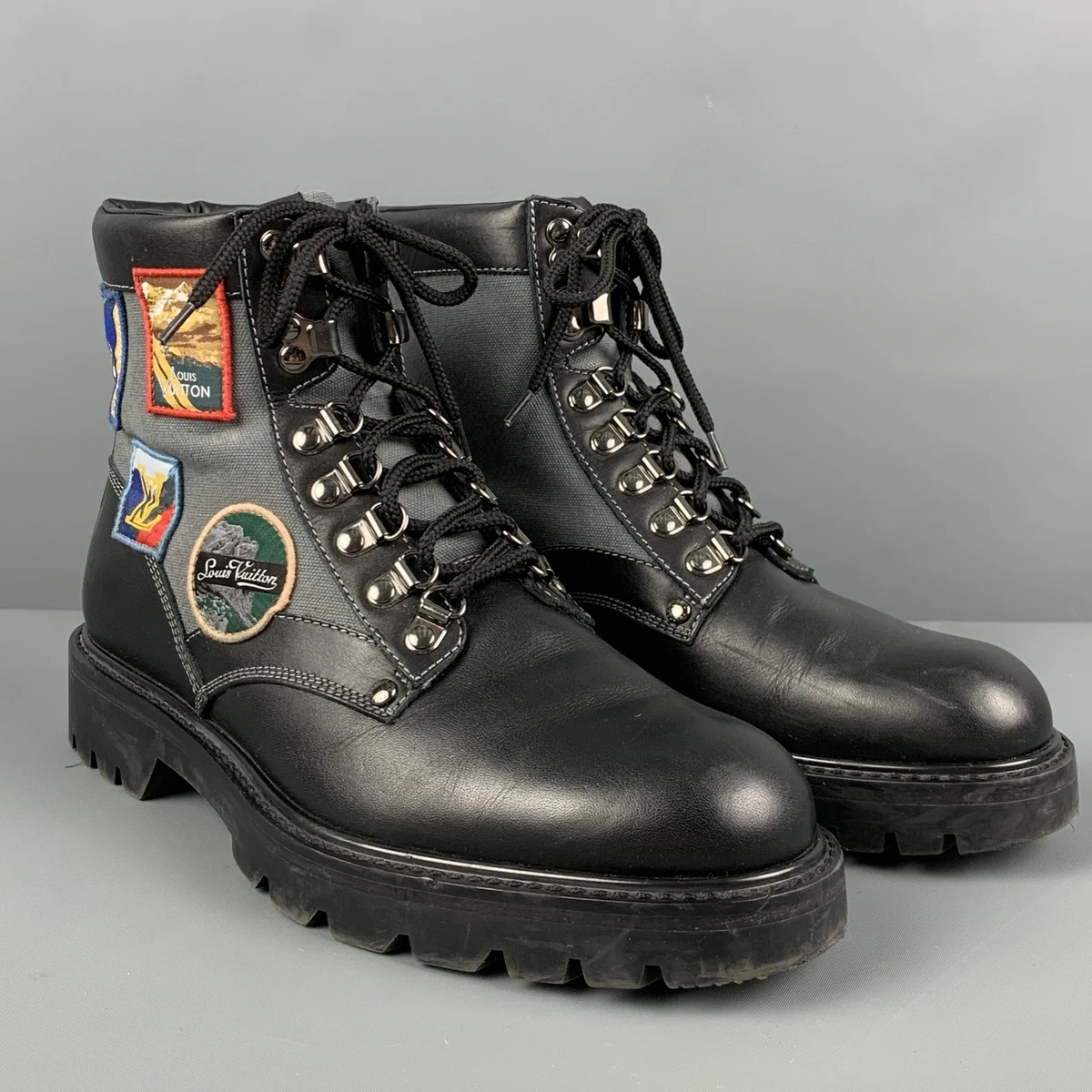 Louis Vuitton, Shoes, Louis Vuitton Black Patches Leather Metropolis  Ranger Boots