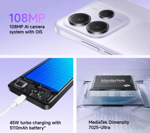 Xiaomi Redmi Note 14 5G Smartphone 8+256GB 6,67'' AMOLED Android 14 108MP Handy - Afbeelding 7 van 24