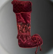 Dillards TRIMMINGS Victorian ELF TOE CHRISTMAS STOCKING Satin Tassels 21"