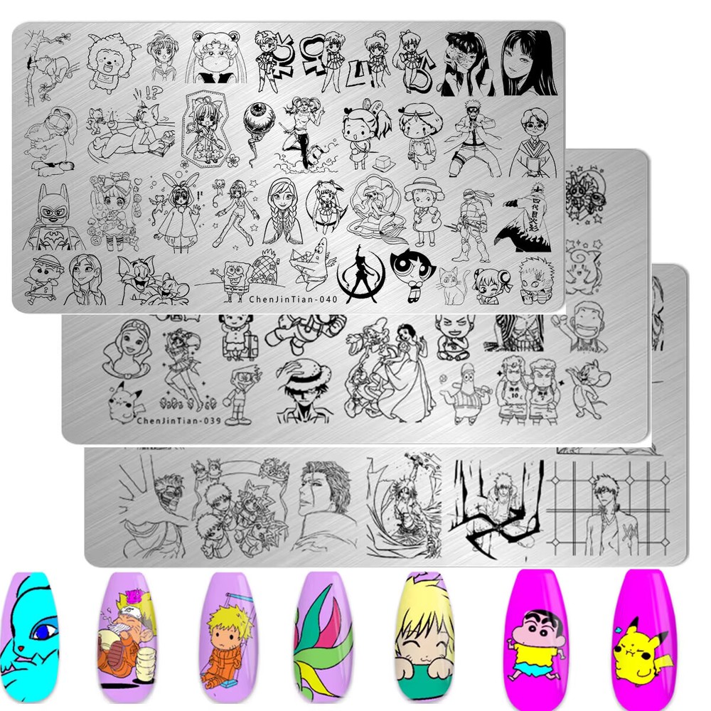 Anime Nail Art Demon Slayer Naruto Stamping Plates Nail Design