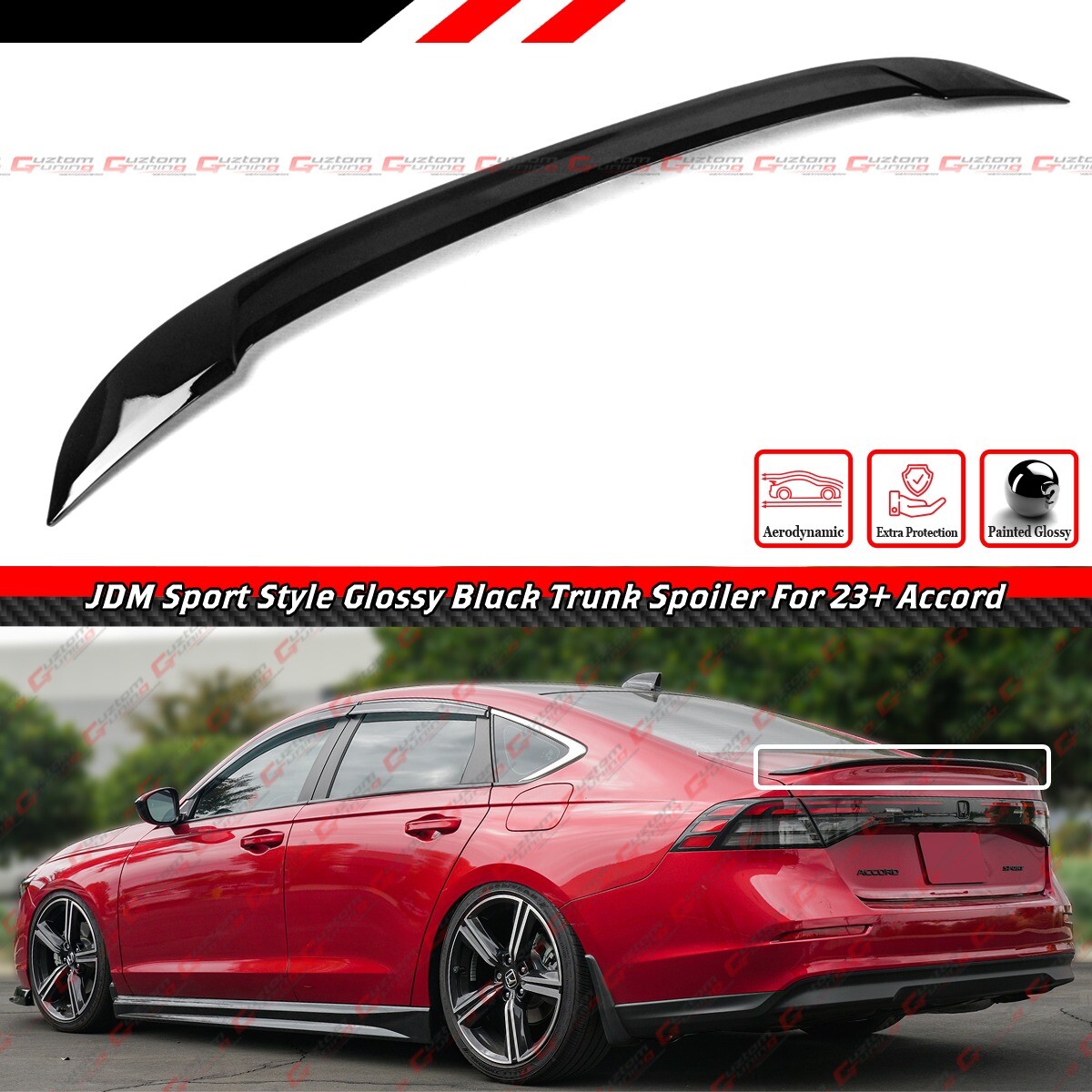 FOR 2023-2026 HONDA ACCORD GLOSSY BLACK JDM OEM SPORT STYLE REAR