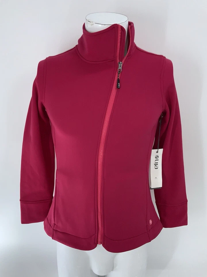 Lija Chill Active Jacket M Women Crimson Pink Asymmetrical Zip NWT YGI W4-227 Foto 2 de 4
