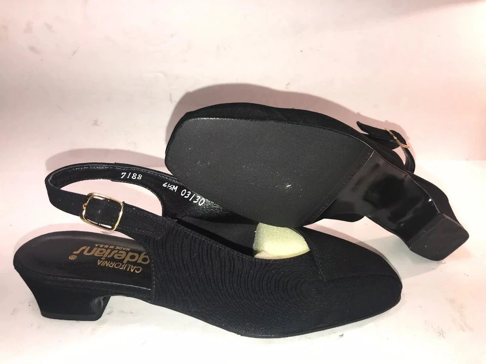 加利福尼亚州 MAGDESIANS 尺寸 6 1/2 M 黑色面料 SLINGBACK 女士 PUMPS WS7-18-8 — 第 4/4 张图片