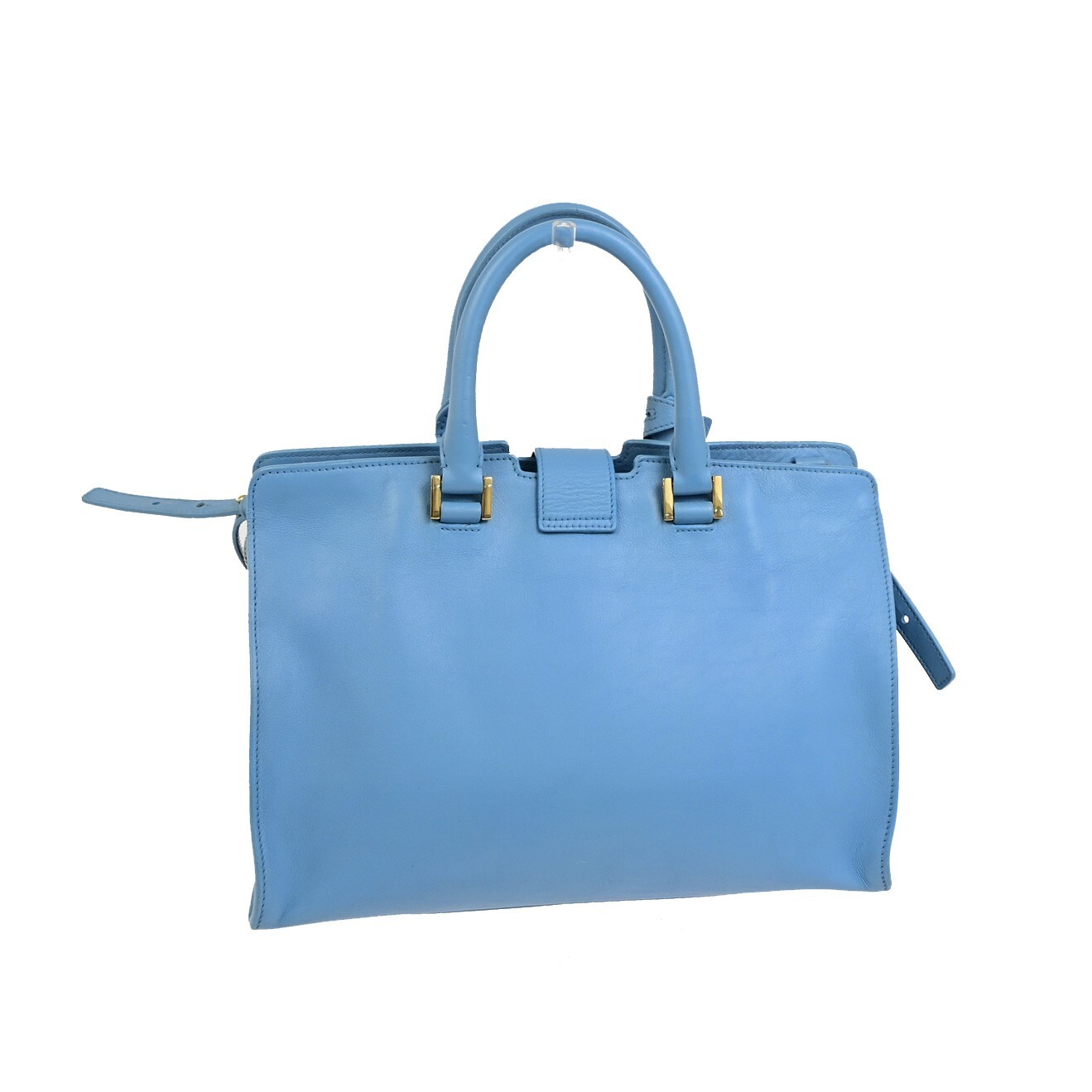 Borsa a mano SAINT LAURENT logo classico Y Cabas 2 vie pelle blu oro 79FB398