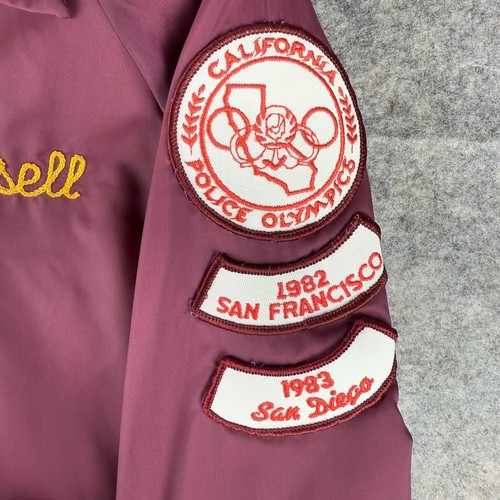 Vintage 1982 Sears Jacket Button Up Men’s M California Police Olympics Maroon - 第 4/14 張圖片