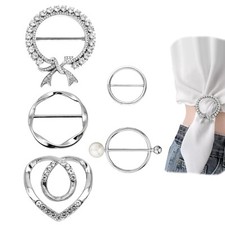 5 Pcs Scarf Ring and Slides T Shirt Tie Clips for Women Clothing Tops Side Wa...